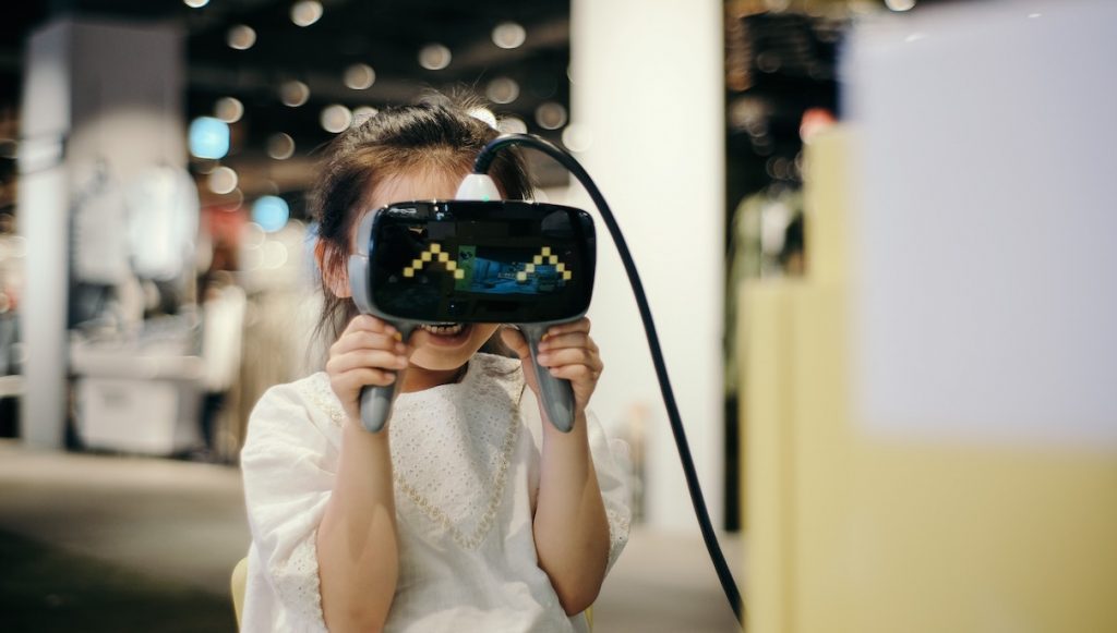 girl enjoying her VR gadget