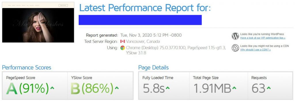 sample gtmetrix latest performance report