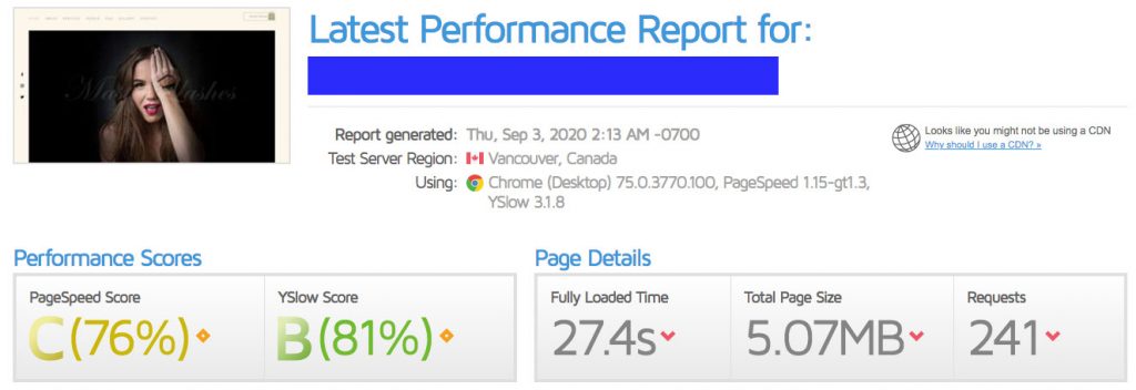 gtmetrix performance scores