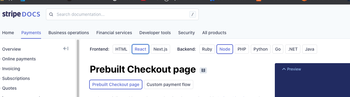 prebuilt checkout page