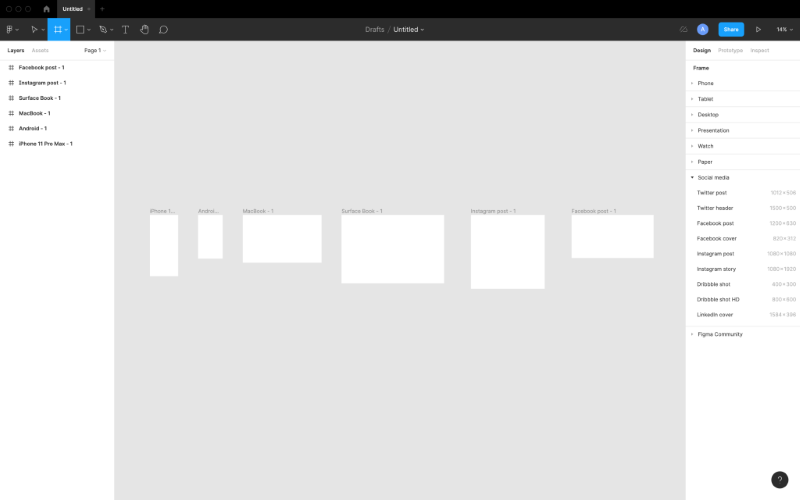 frame sizes in figma