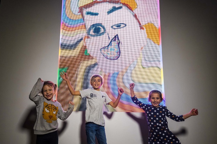 kids enjoying Tumbalong Lights at the Vivid event