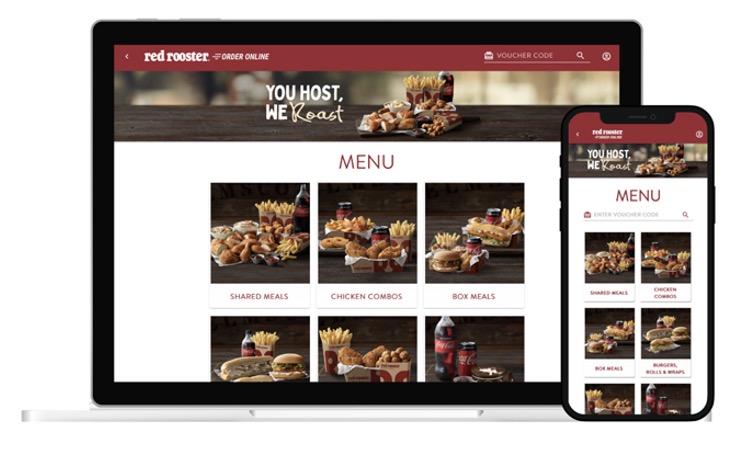 Red Rooster online menu on desktop and mobile