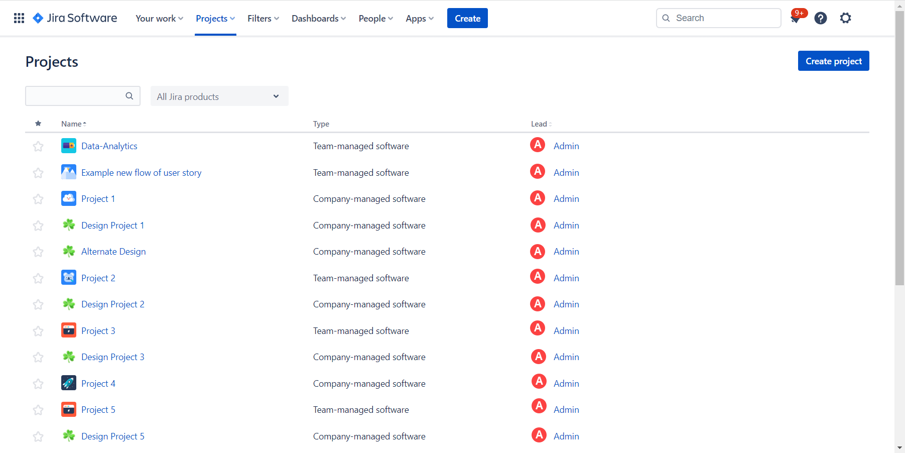 screenshot of a jira software