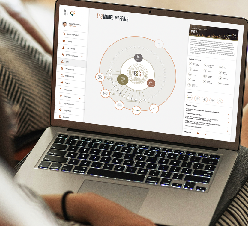 ESG model mapping dashboard on laptop