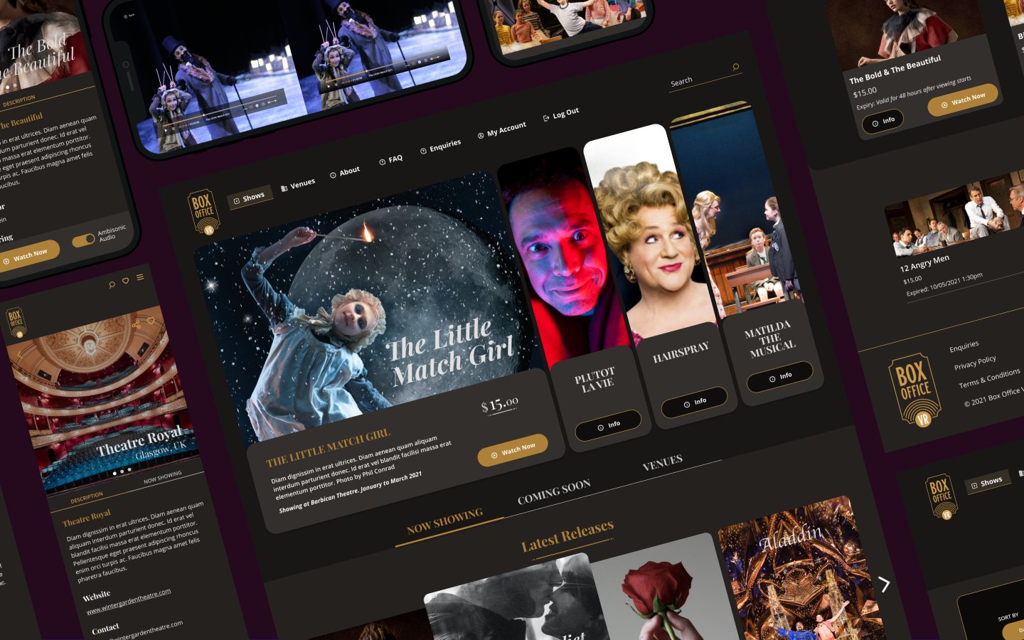 Box Office VR App Screens